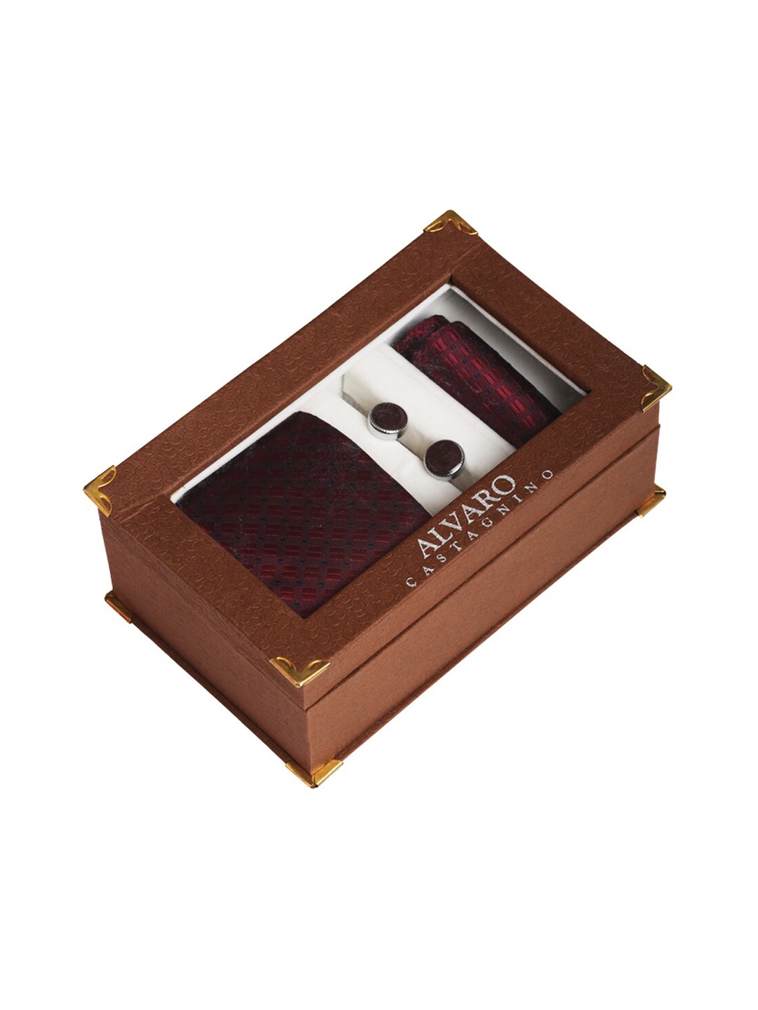

Alvaro Castagnino Men Maroon Self-Design Accessory Gift Set