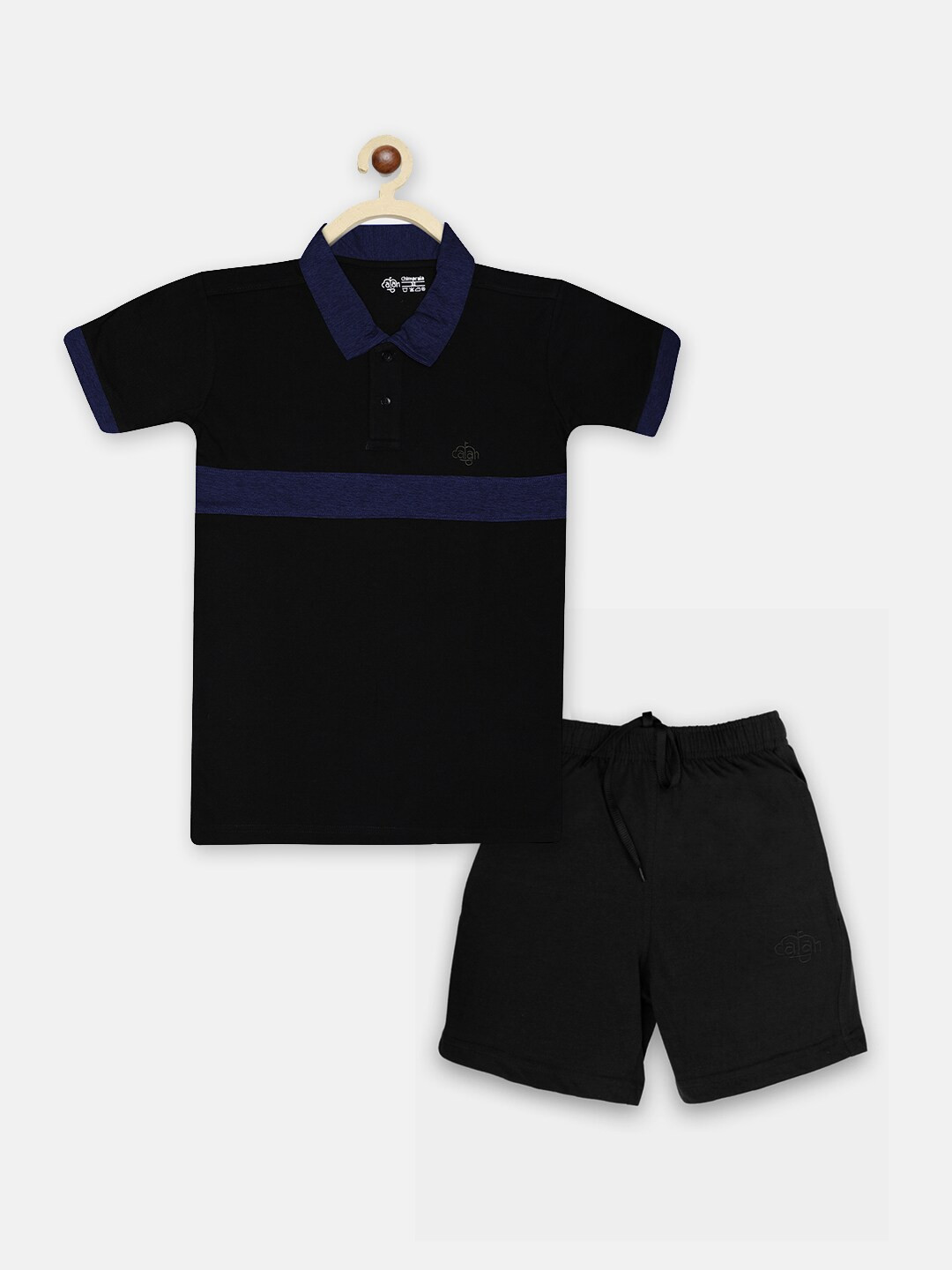 

CHIMPRALA Boys Black & Blue T-shirt with Shorts