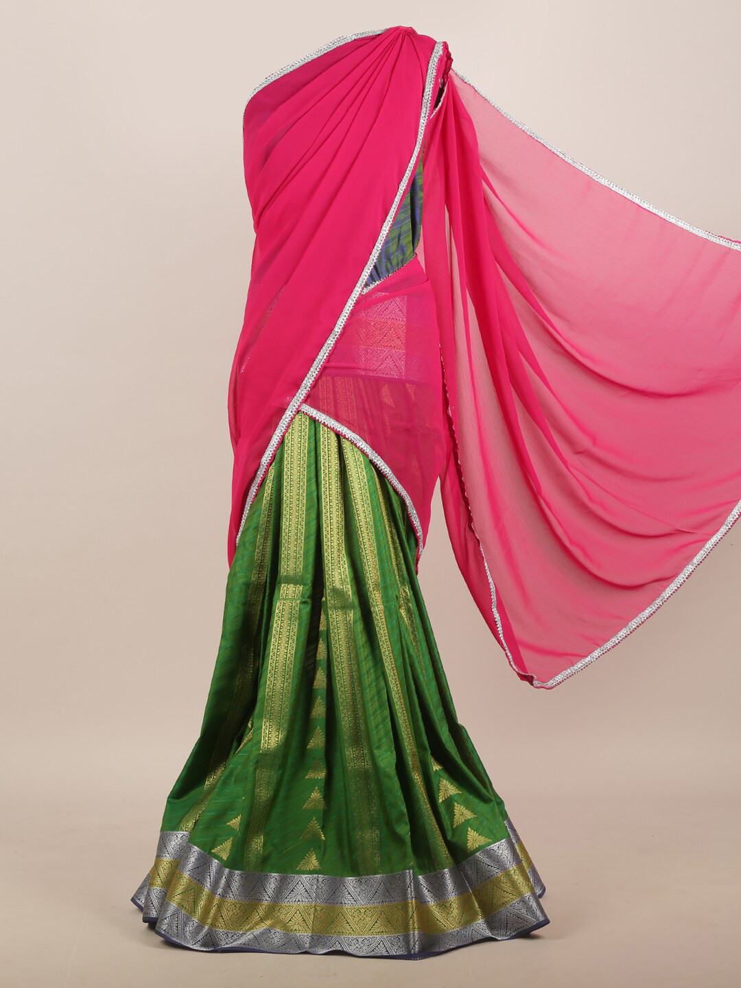 

Pothys Pink & Green Woven Design Saree