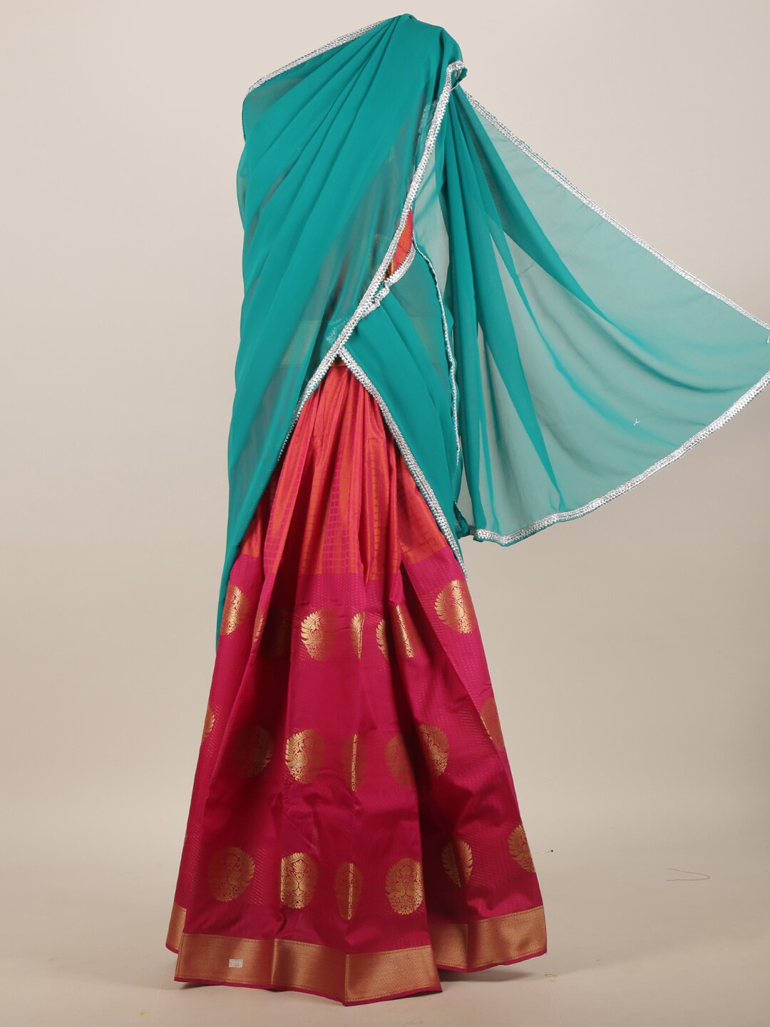 Pothys Blue & Pink Woven Design Saree