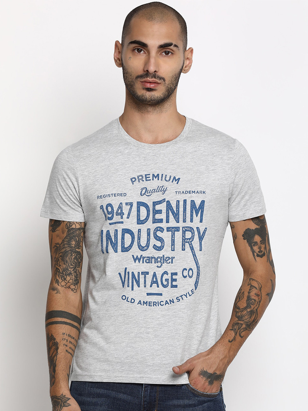 

Wrangler Men Grey Typography Printed T-shirt