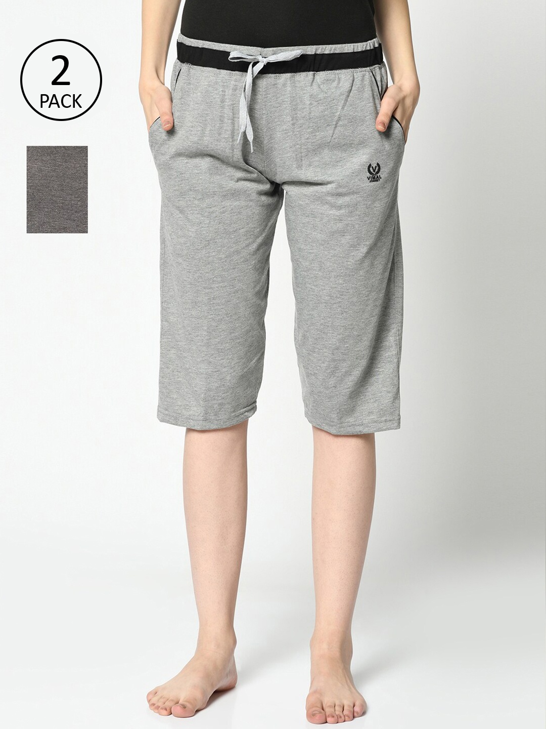 

MACK JONNEY Women Grey Set of 2 Lounge Shorts