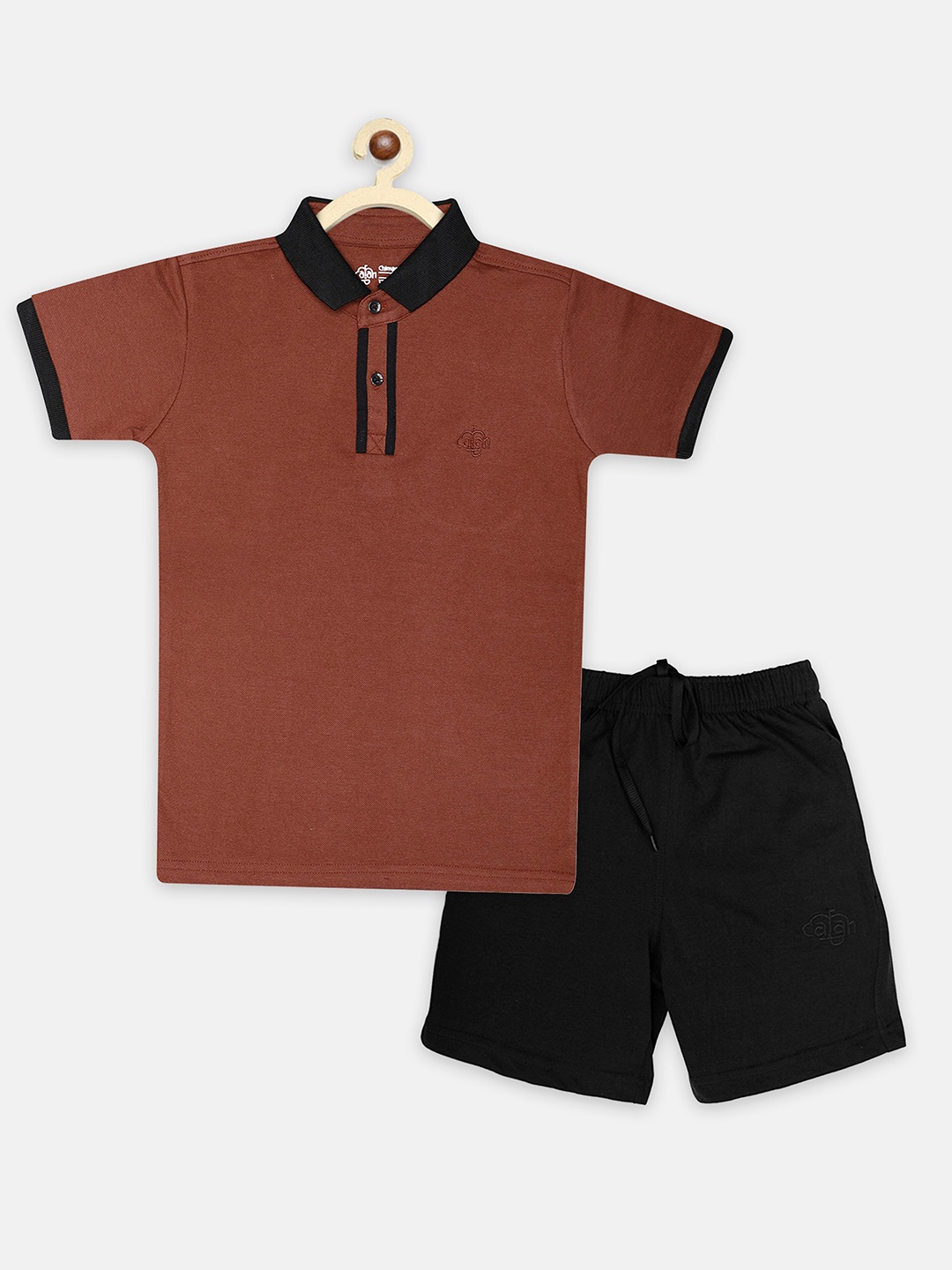 

CHIMPRALA Boys Rust & Black T-shirt with Shorts