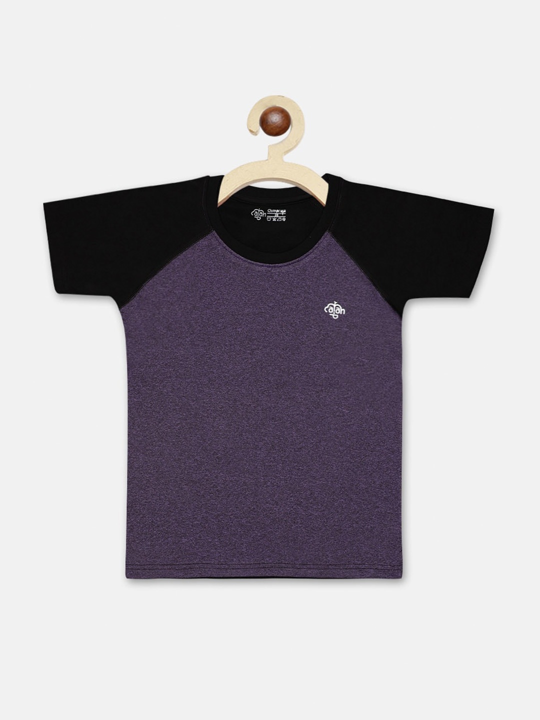 

CHIMPRALA Boys Purple & Black Colourblocked Raglan Sleeve Casual T-shirt