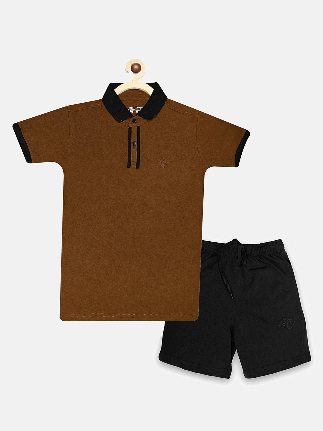 

CHIMPRALA Boys Brown & Black T-shirt with Shorts