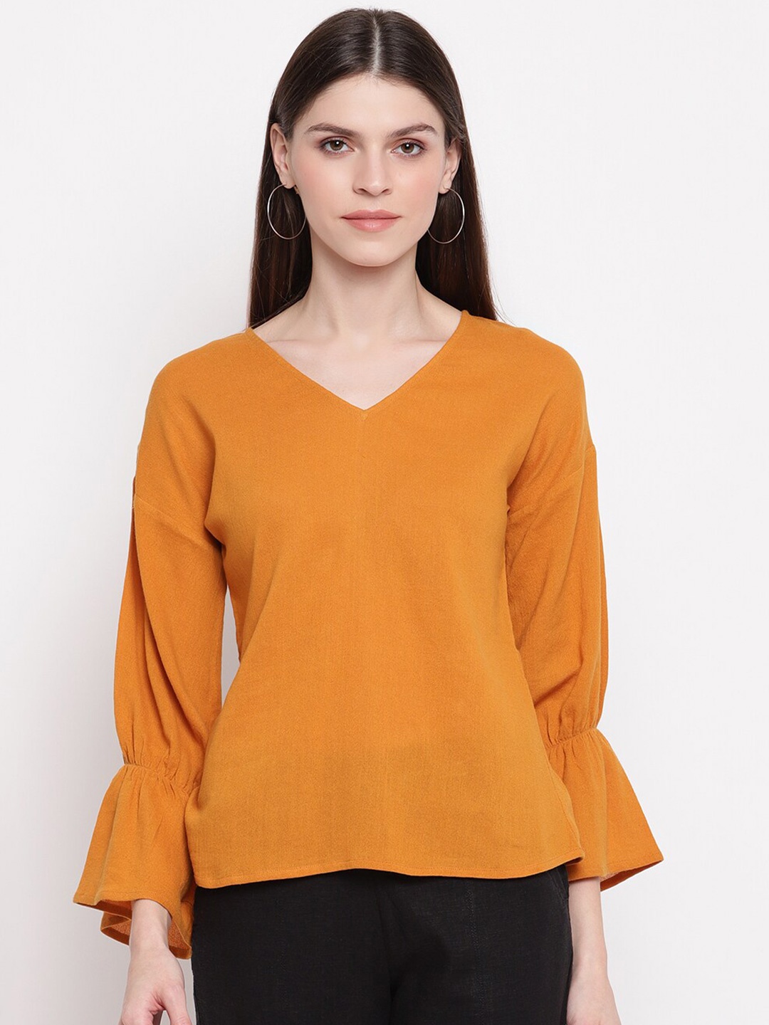 

sandy AND ritz Yellow Bell Sleeve Regular Sustainable Top