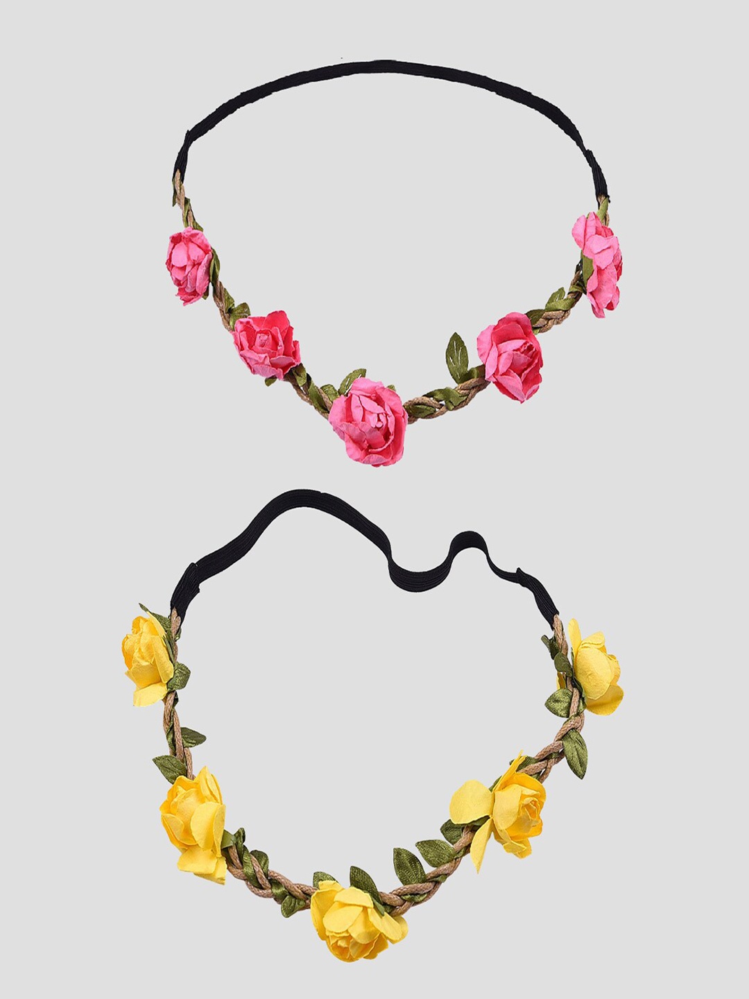 

AQUASTREET Women Yellow & Pink Set of 2 Flower Embellished Hairband