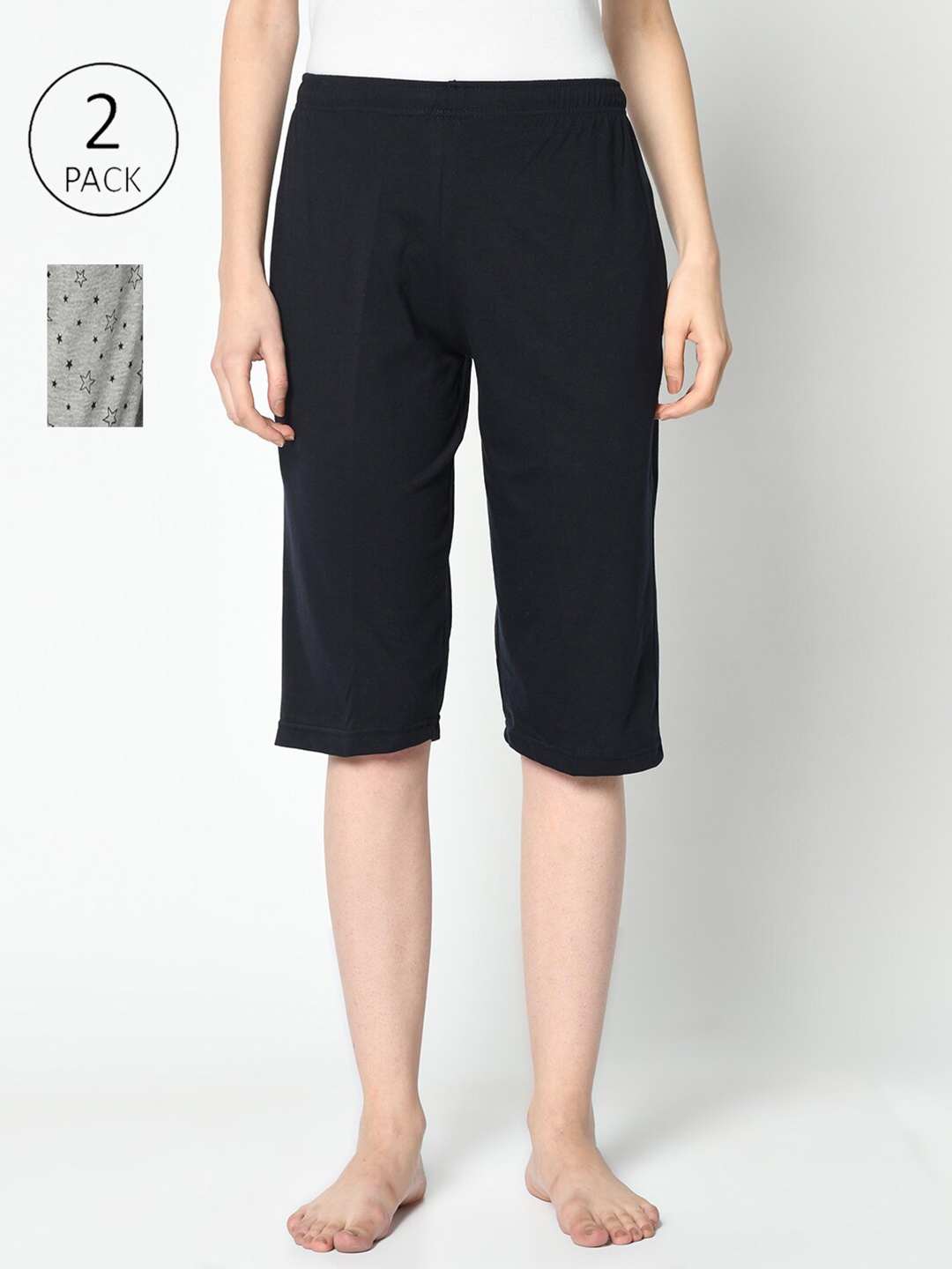 

MACK JONNEY Women Navy Blue & Grey 2 Lounge Shorts