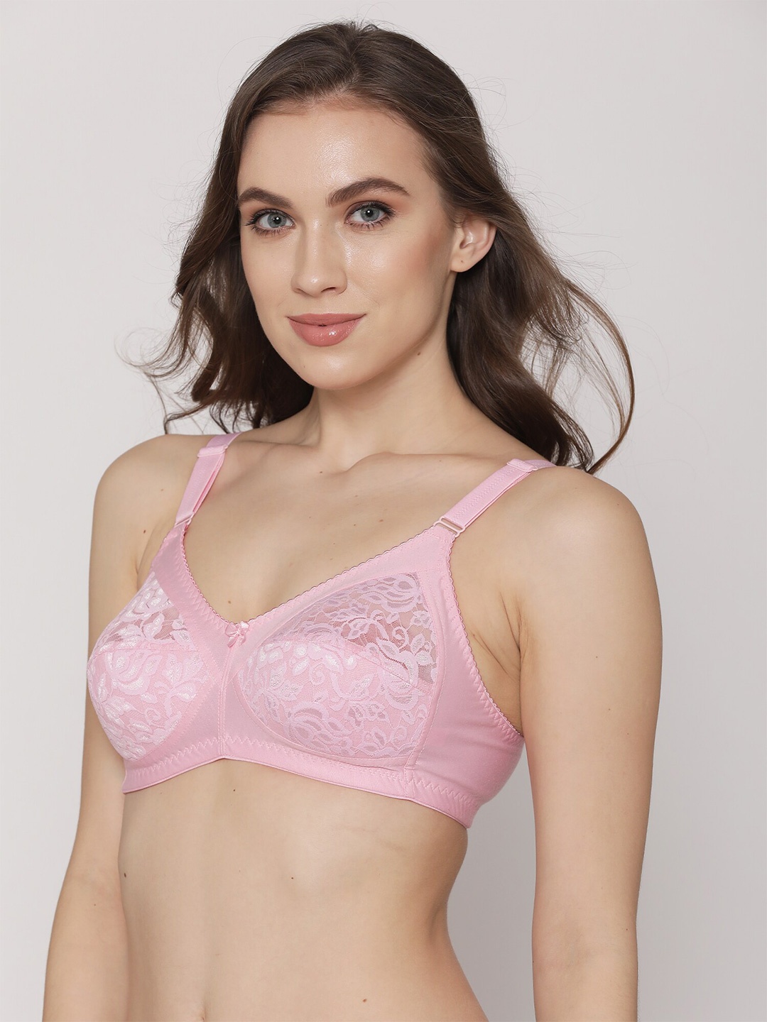 

Kalyani Pink Floral Cotton Push-Up Bra Full Coverage 5011