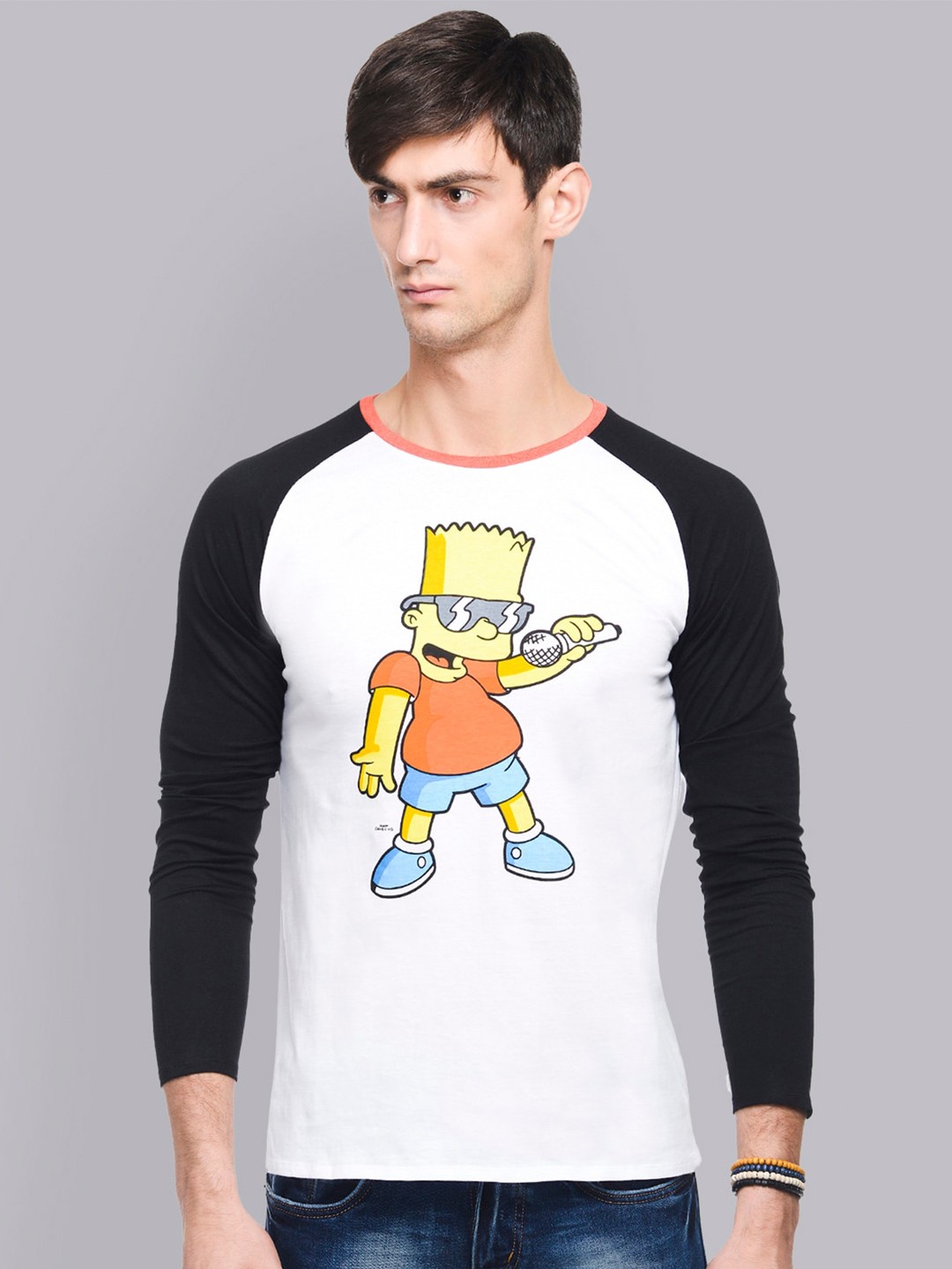

Free Authority Men Black White The Simpsons Printed Pure Cotton T-shirt