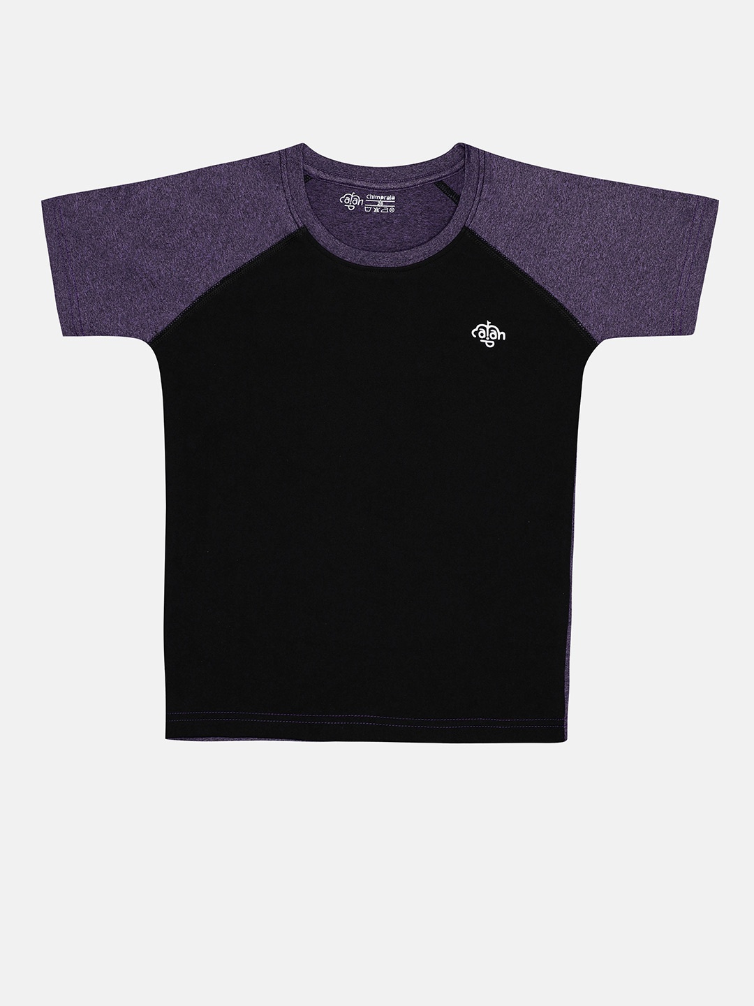 CHIMPRALA Boys Purple & Black Colourblocked T-shirt