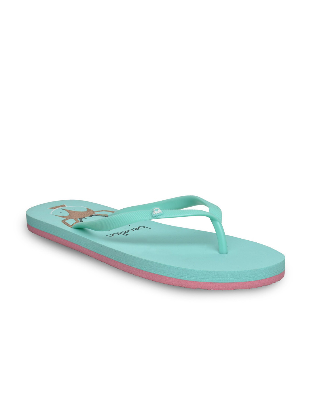 

United Colors of Benetton Women Sea Green Printed Thong Flip-Flops