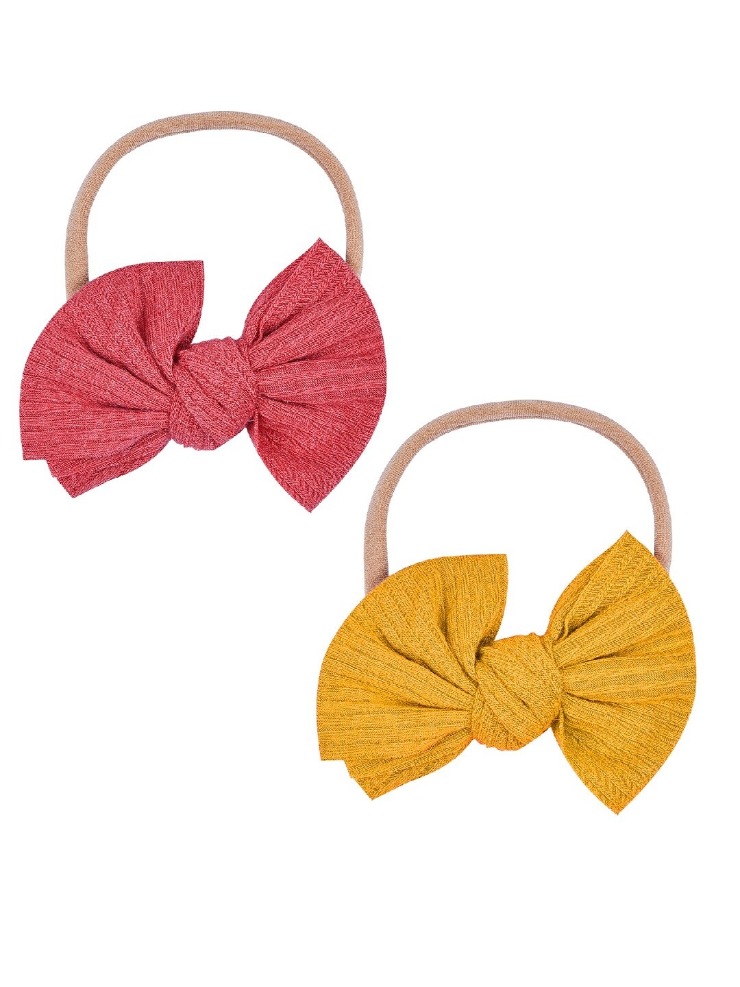 

AQUASTREET Girls Yellow & Red Set of 2 Wide Bow Stretch Ponytail Holders