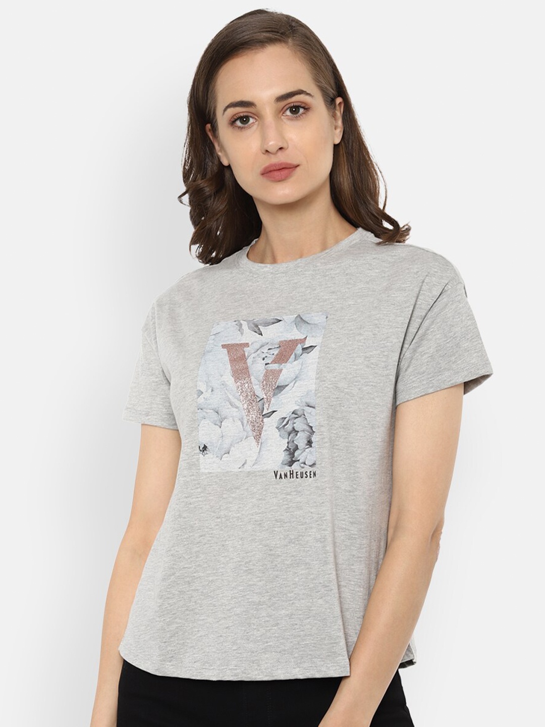 

Van Heusen Woman Grey Cotton Regular Top