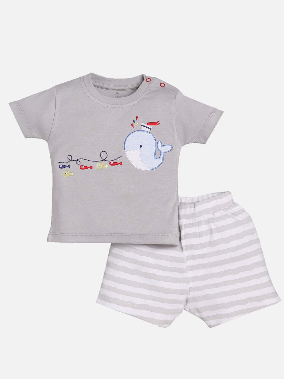 

BABY GO Boys Grey & White T-shirt with Shorts