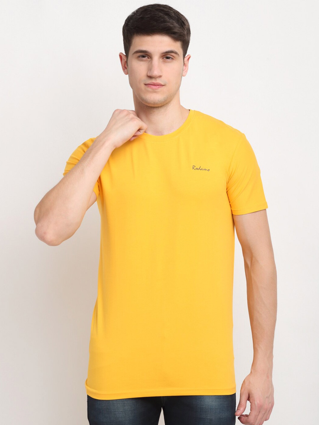 

Rodamo Men Mustard Yellow Slim Fit T-shirt