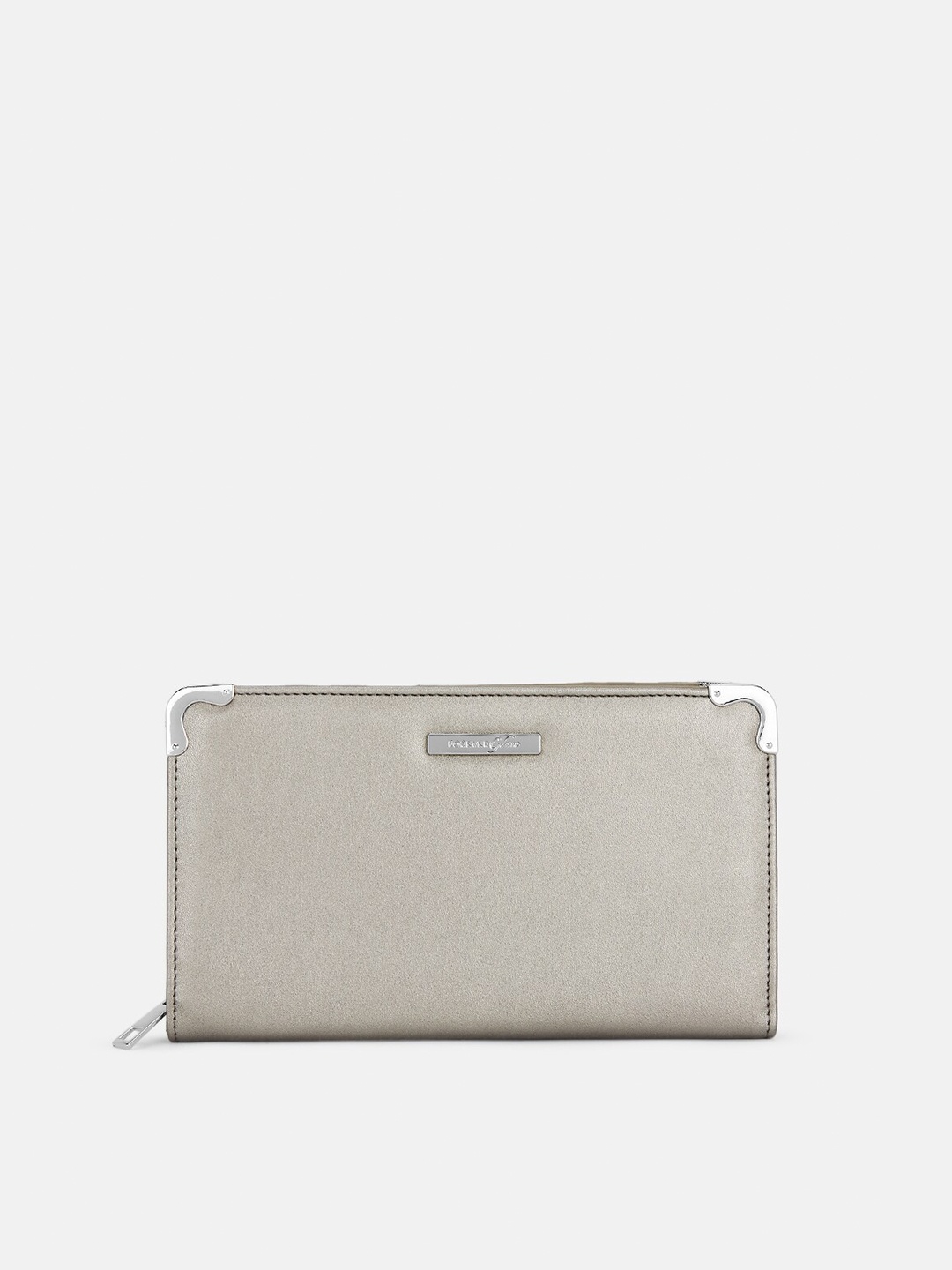 

Forever Glam by Pantaloons Women Grey Solid Leather Zip Around Wallet