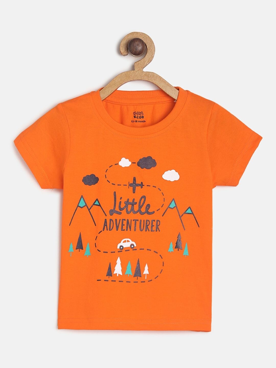 

MINI KLUB Boys Orange & Blue Printed T-shirt