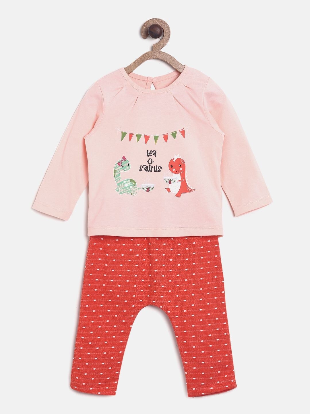 

MINI KLUB Girls Red & Pink Printed T-shirt with Pyjamas