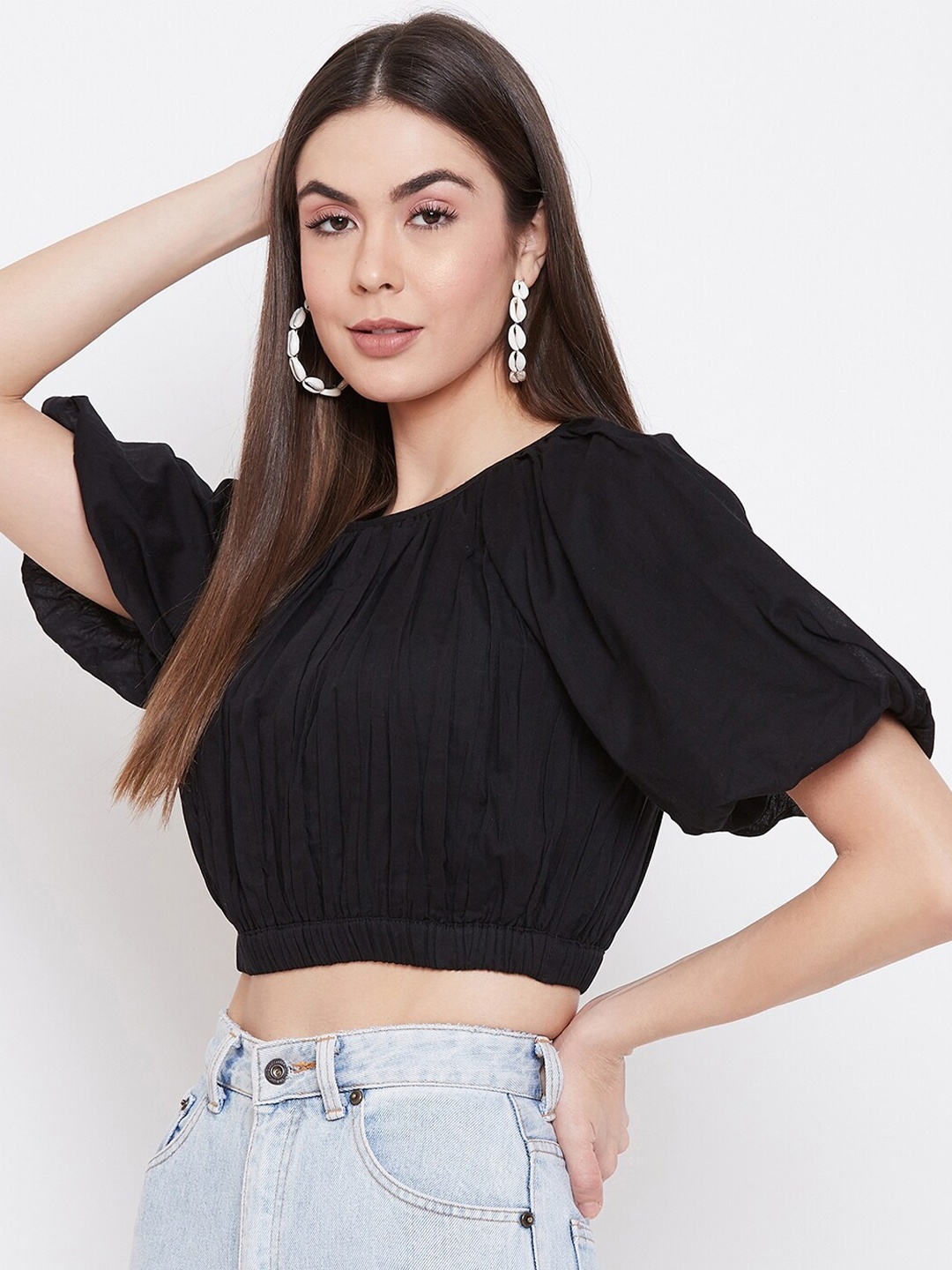

sandy AND ritz Black Regular Crop Sustainable Top