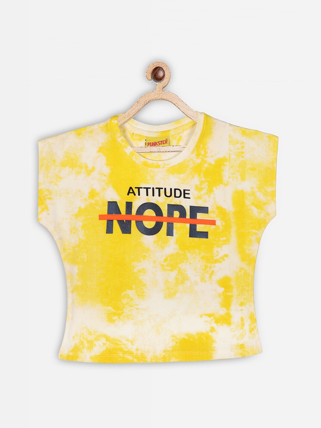 

Punkster Girls Yellow Tie & Dye Extended Sleeves Crop Top