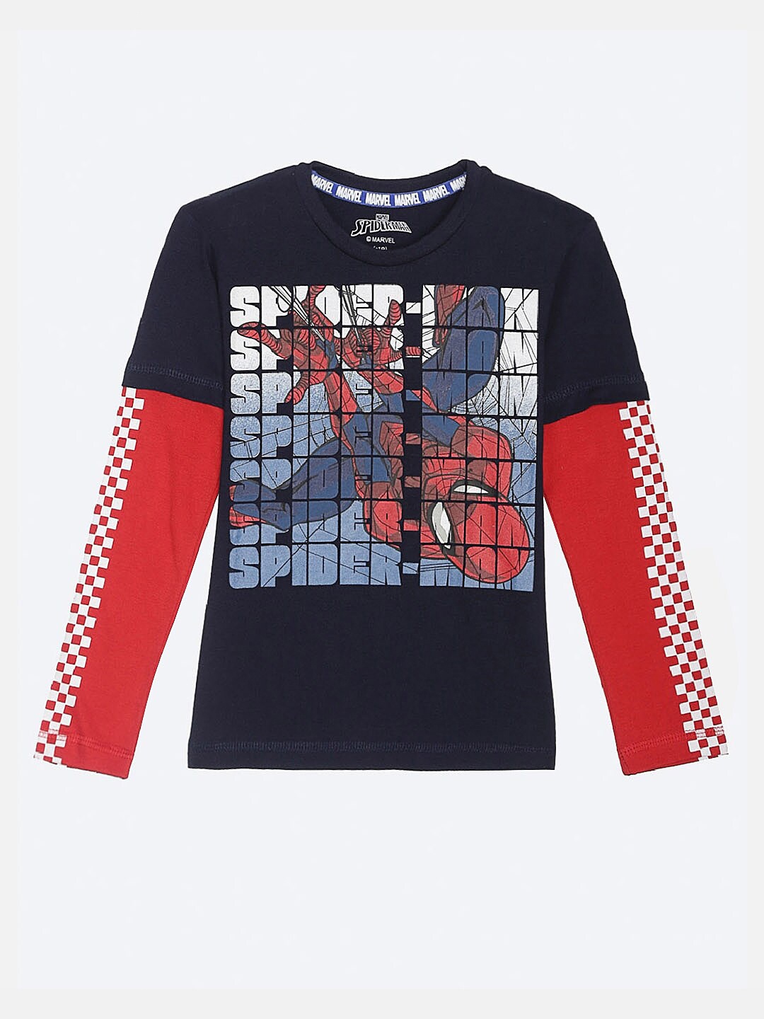 

Kids Ville Boys Navy Blue Red Spiderman Cotton Pure Cotton T-shirt