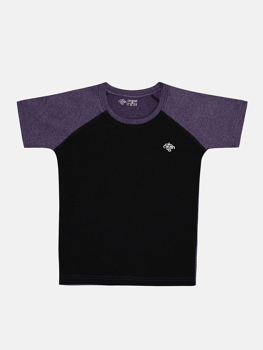 

CHIMPRALA Boys Black & Purple Colourblocked T-shirt