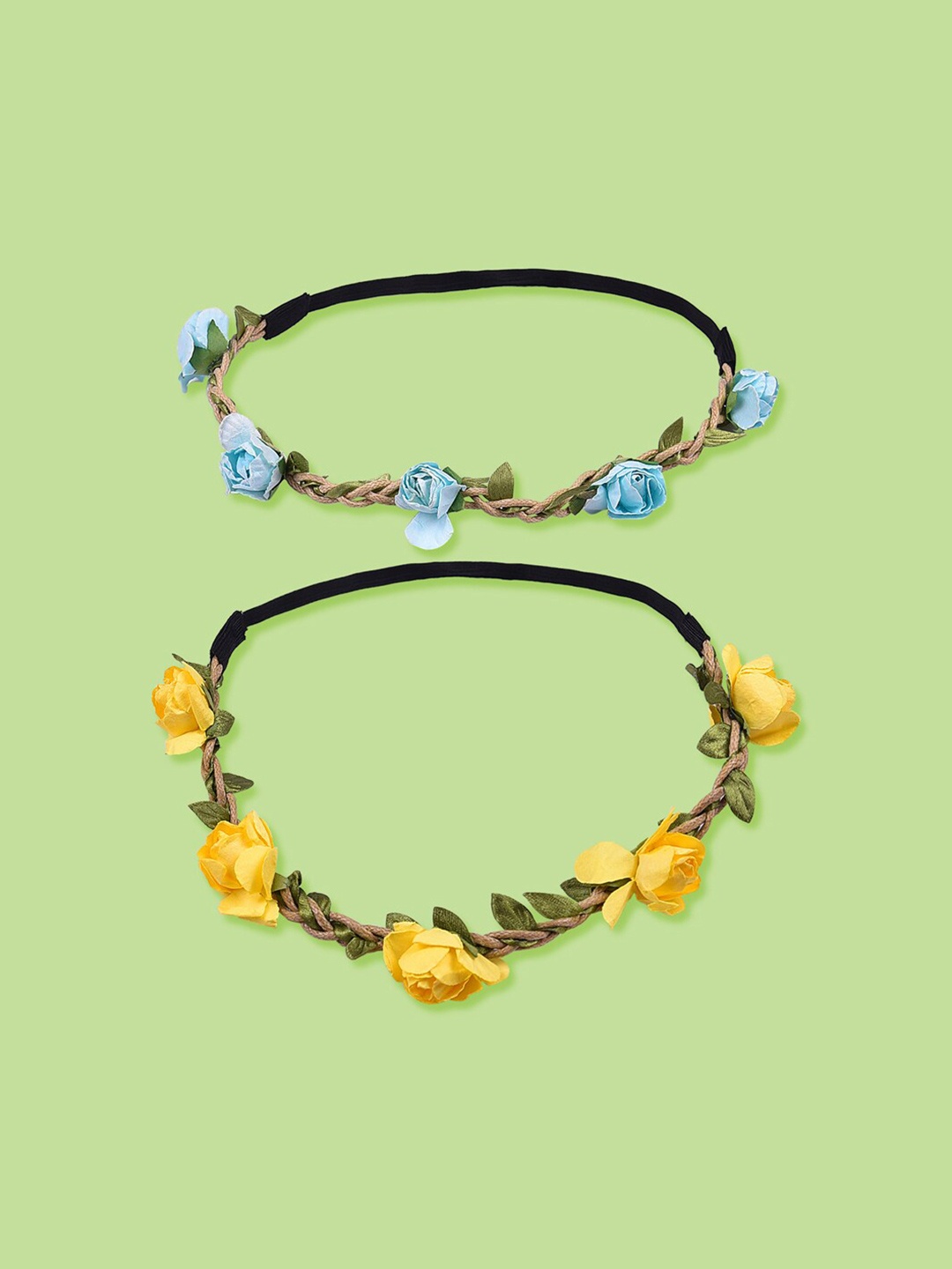 

AQUASTREET Women Yellow & Blue Set of 2 Flower Embellished Hairband