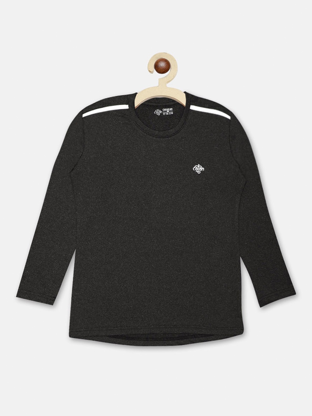 CHIMPRALA Boys Dark Grey Solid Round Neck T-shirt