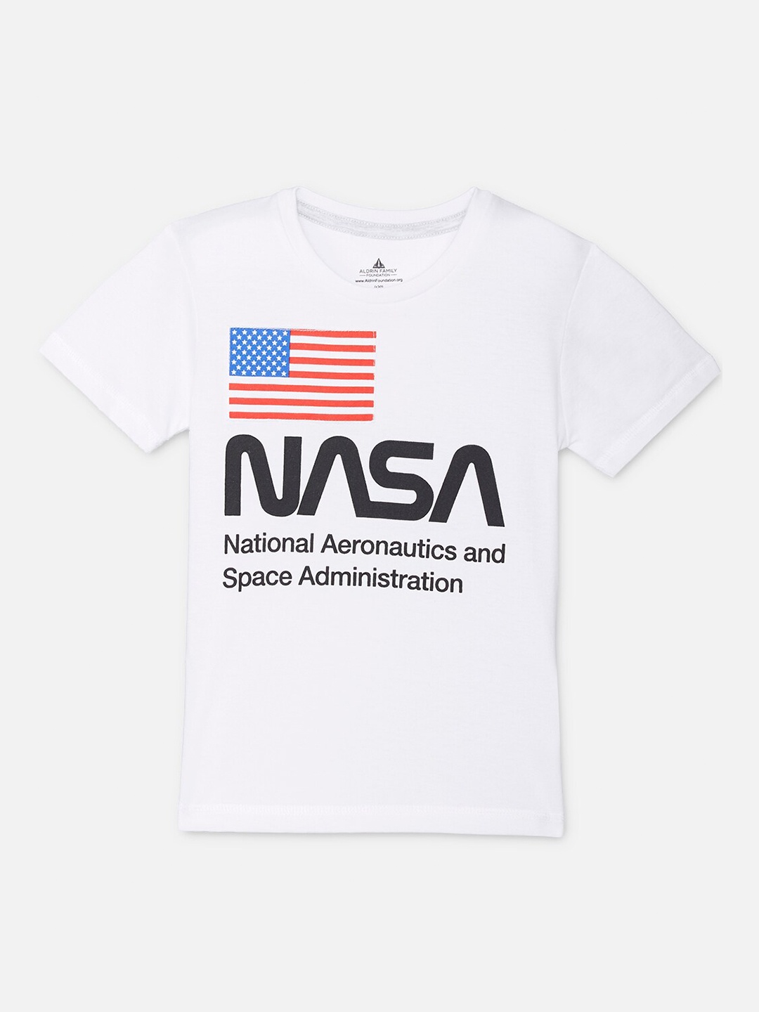 

Kids Ville Boys White NASA Printed Cotton Pure Cotton T-shirt