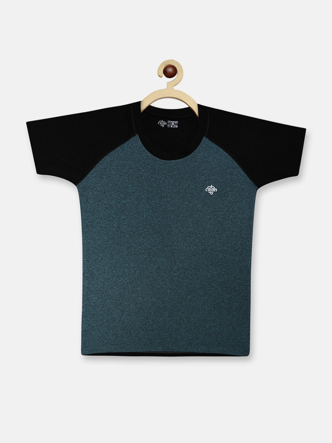 

CHIMPRALA Boys Green & Black Colourblocked Sports T-shirt