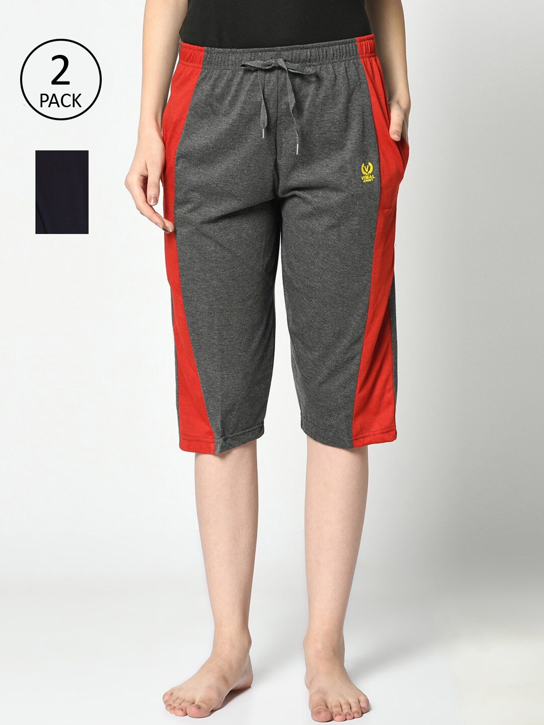 

MACK JONNEY Women Grey Pack of 2 Lounge Shorts