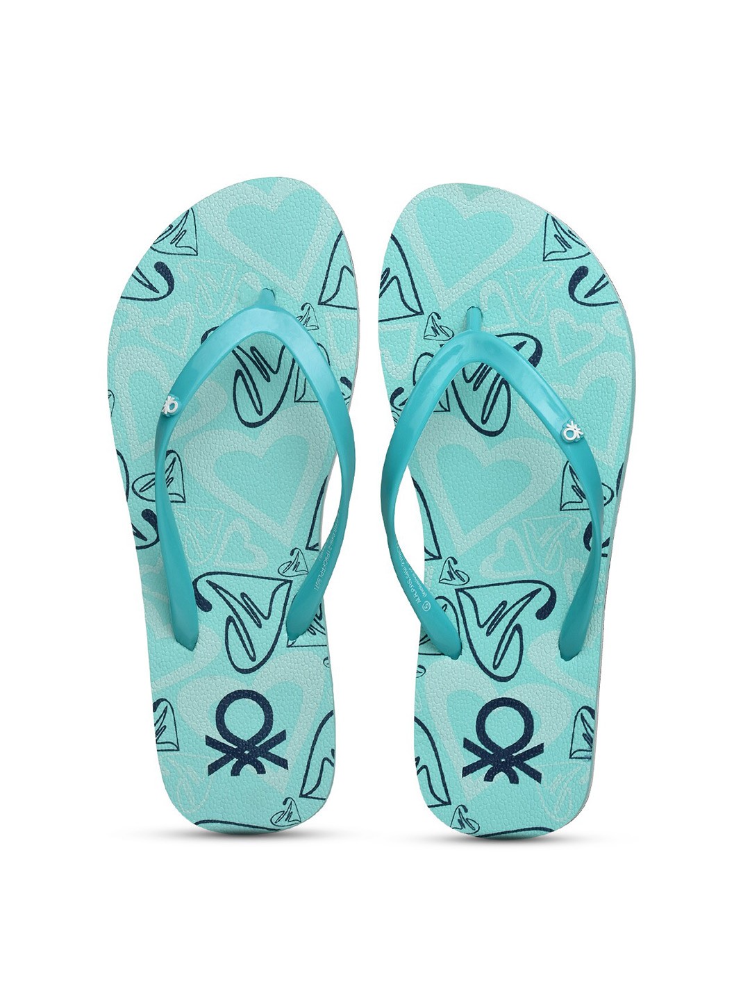 

United Colors of Benetton Women Blue & White Printed Thong Flip-Flops