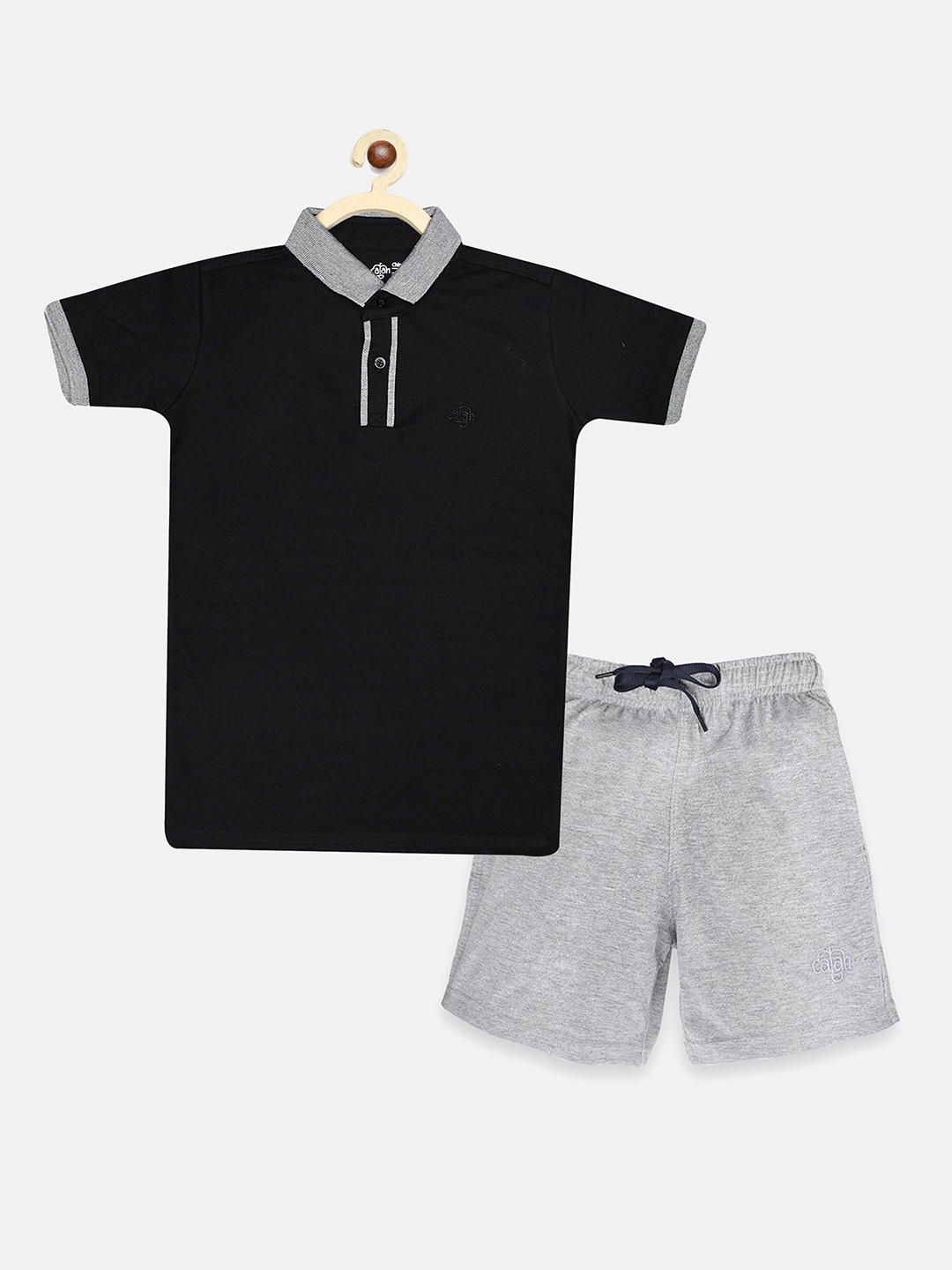 

CHIMPRALA Boys Black & Grey T-shirt with Shorts