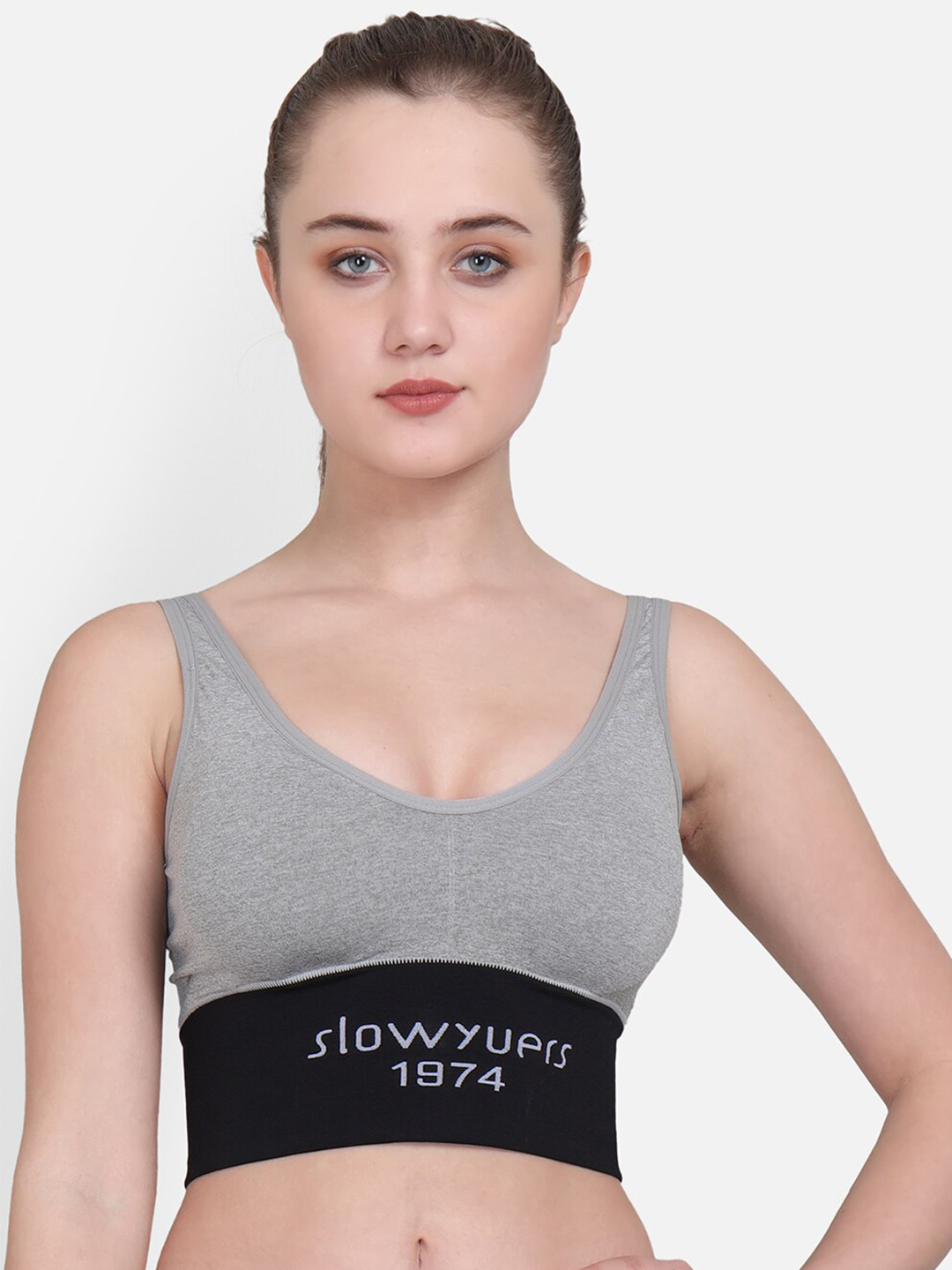 

Lebami Grey & Black Workout Cotton Bra