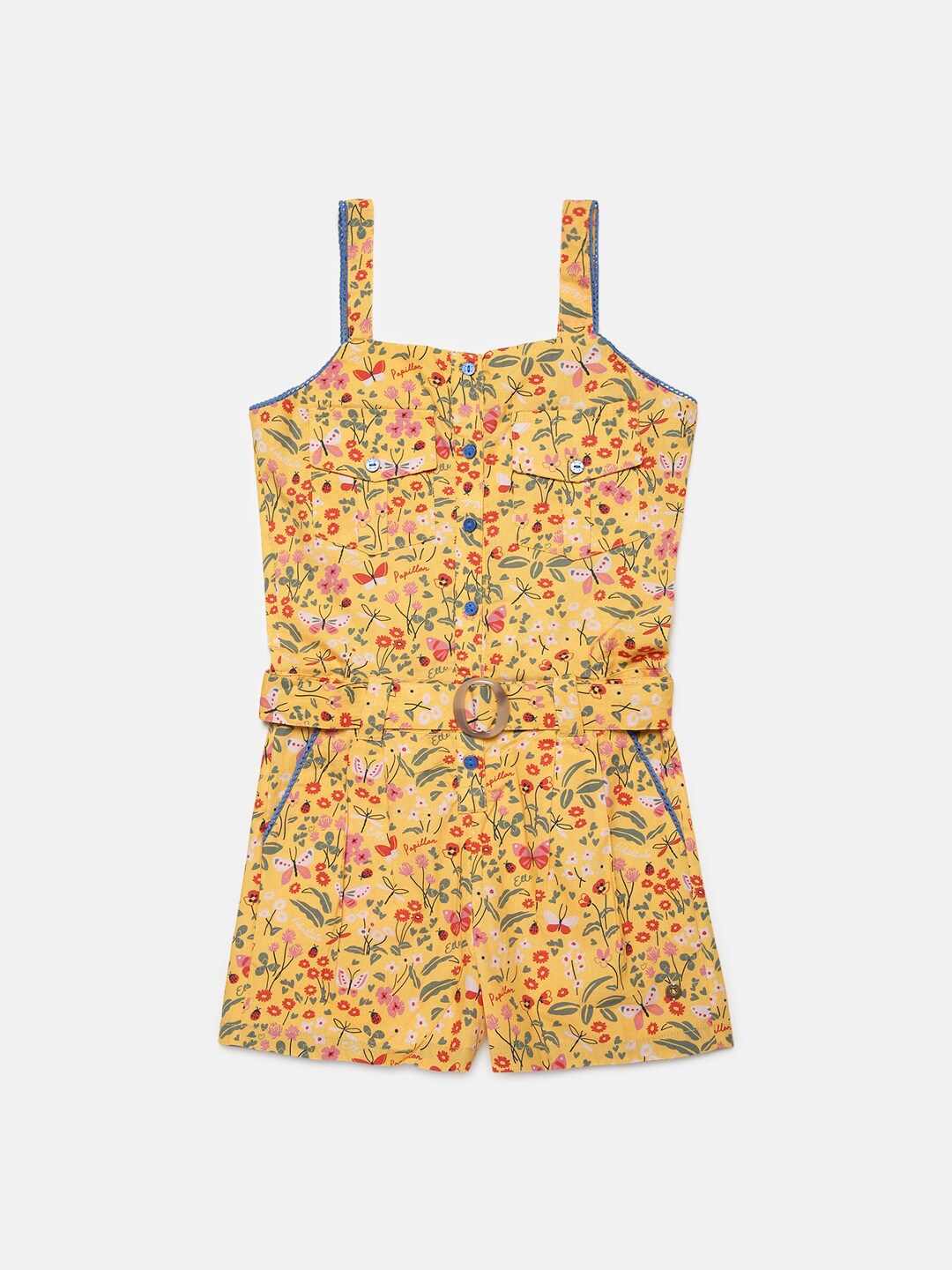 

ELLE Girls Yellow & Red Floral Printed Jumpsuit