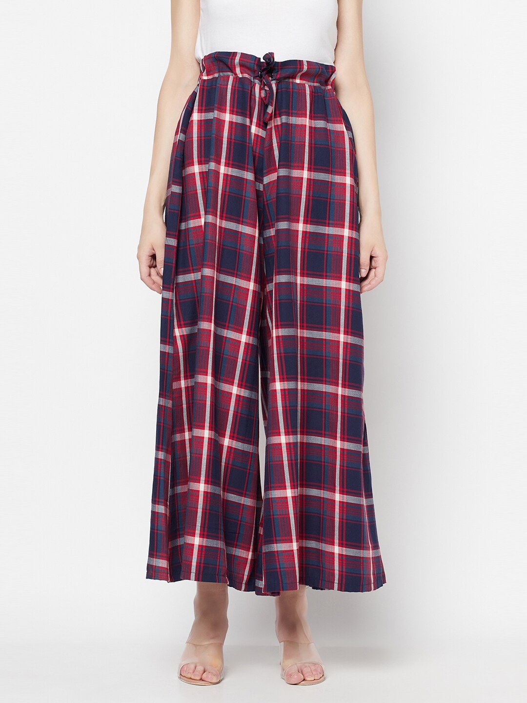 

Purple State Women Maroon Checked Flared Palazzos