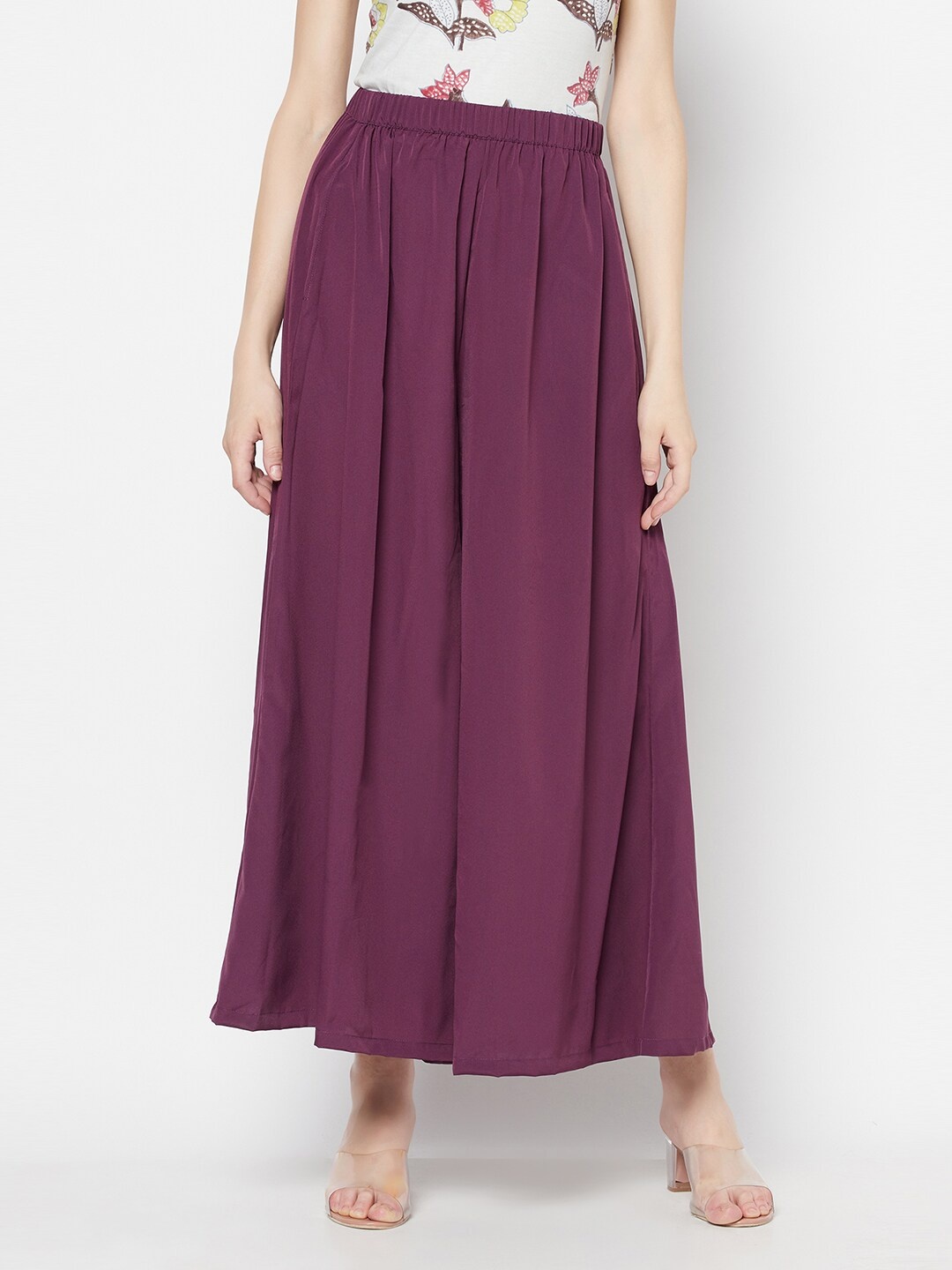 

Purple State Women Burgundy Flared Palazzos