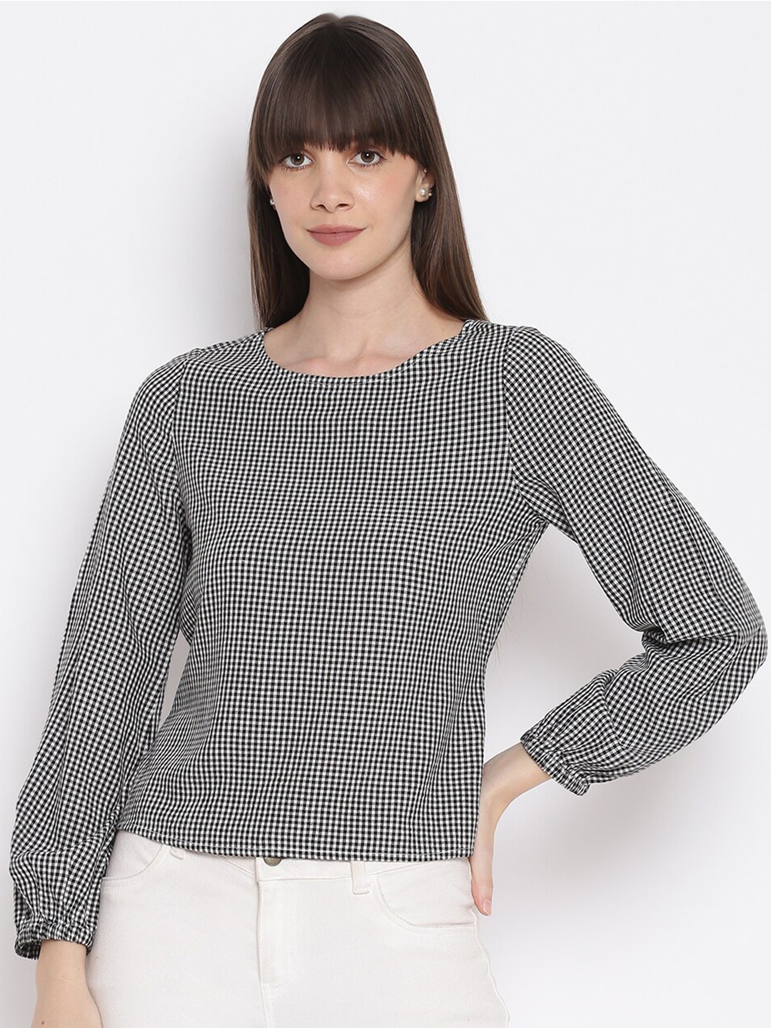 

sandy AND ritz Black & White Checked Regular Top