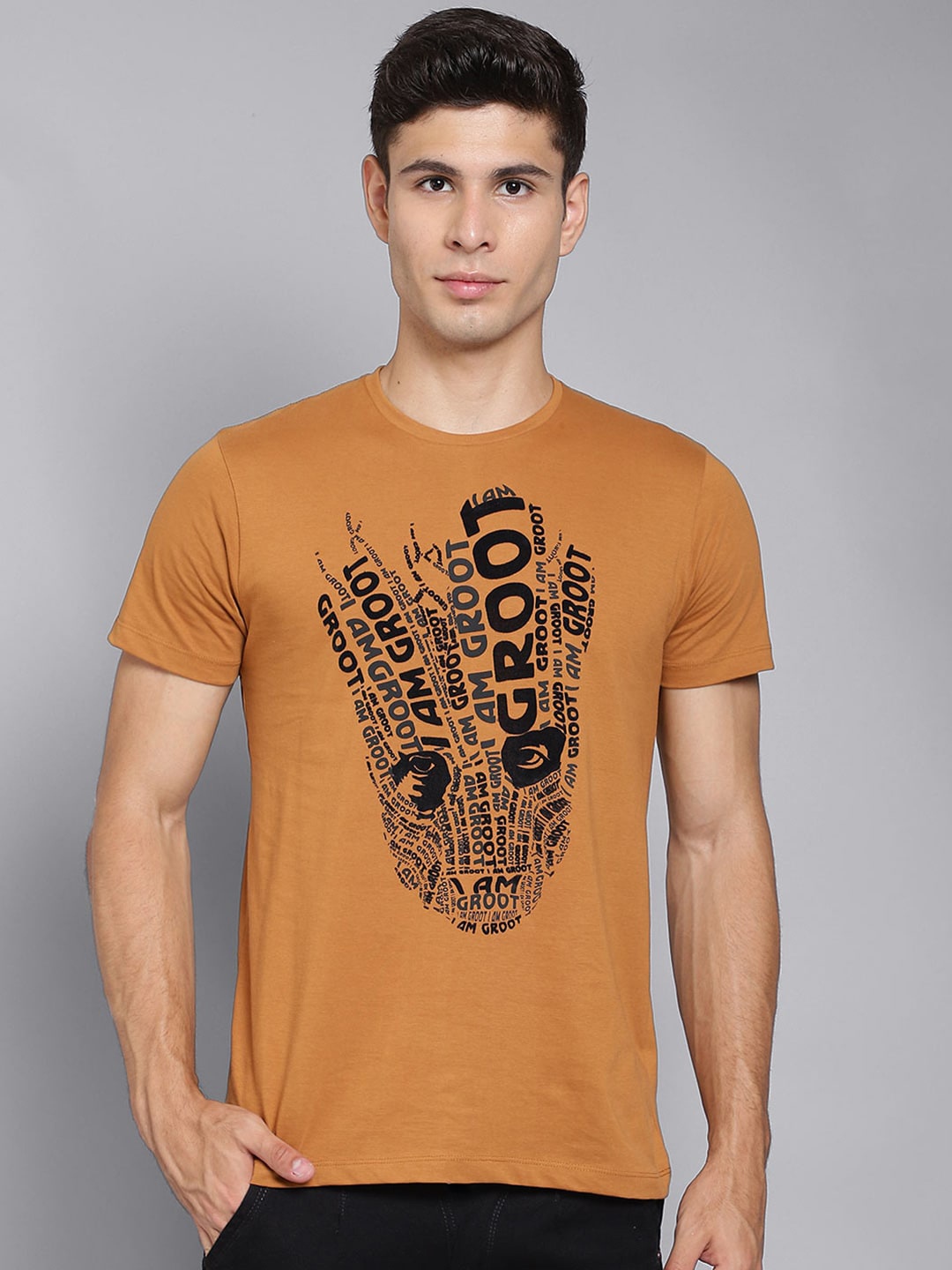 

Free Authority Men Brown Guardians Of The Galaxy Printed Cotton Pure Cotton T-shirt