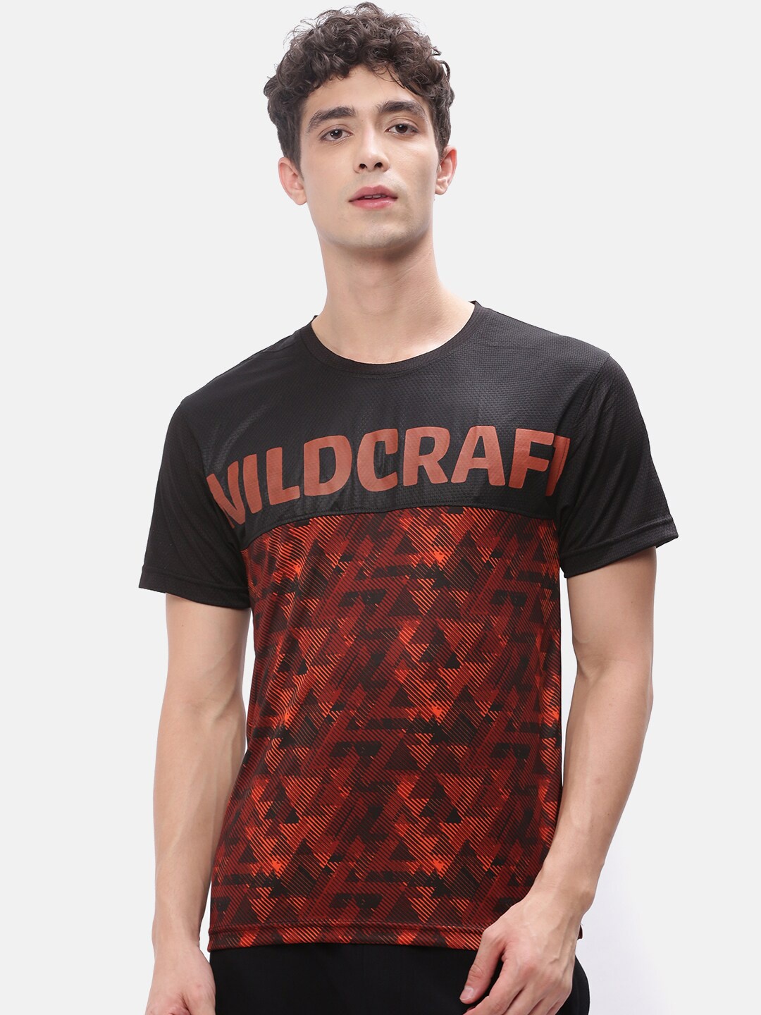 

Wildcraft Men Red Printed Raw Edge T-shirt