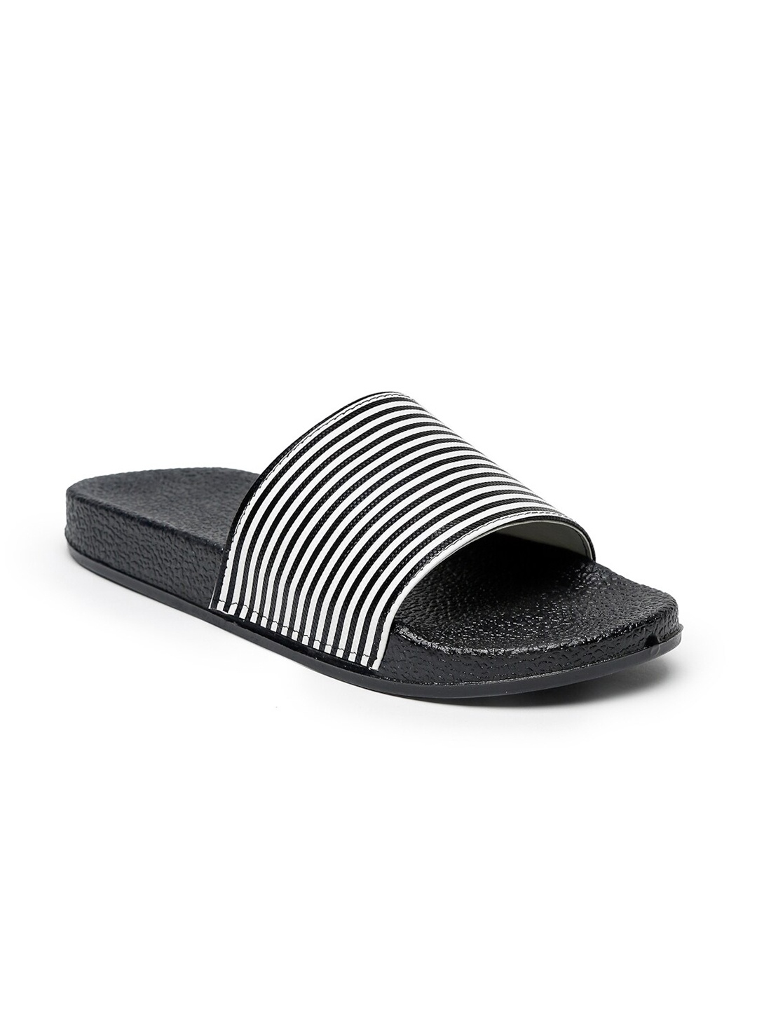 

Misto Women Black & White Striped Sliders