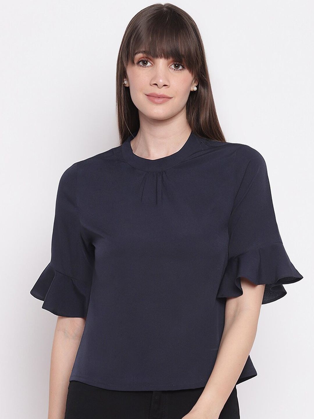 

sandy AND ritz Navy Blue Bell Sleeve Indigo Regular Top