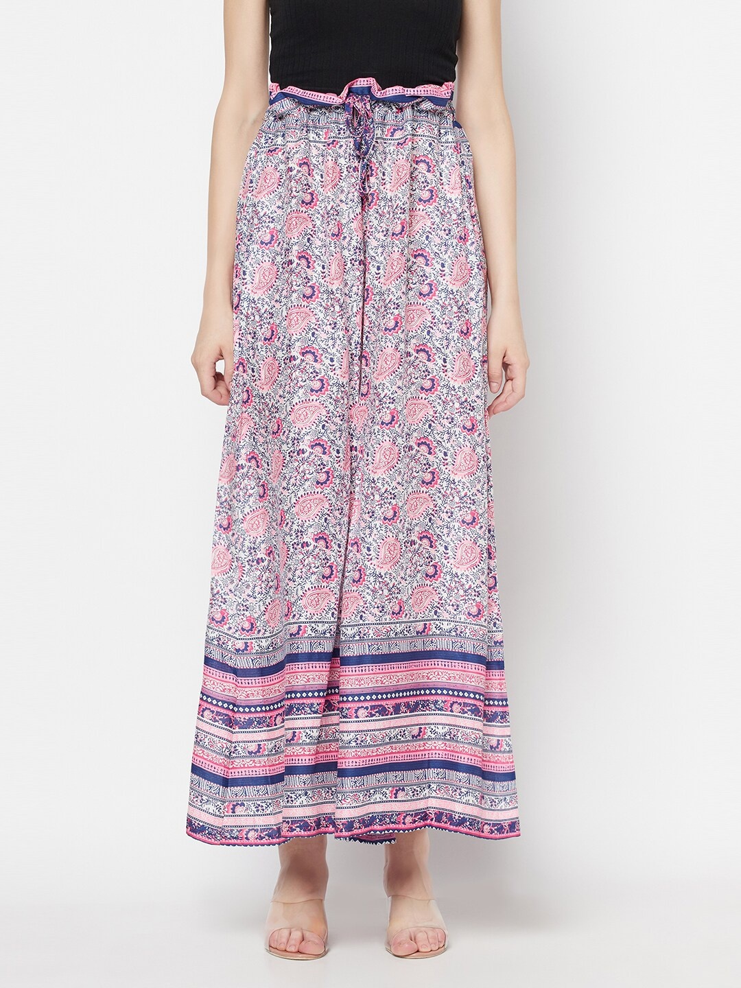

Purple State Women Pink Ethnic Motifs Printed Flared Palazzos