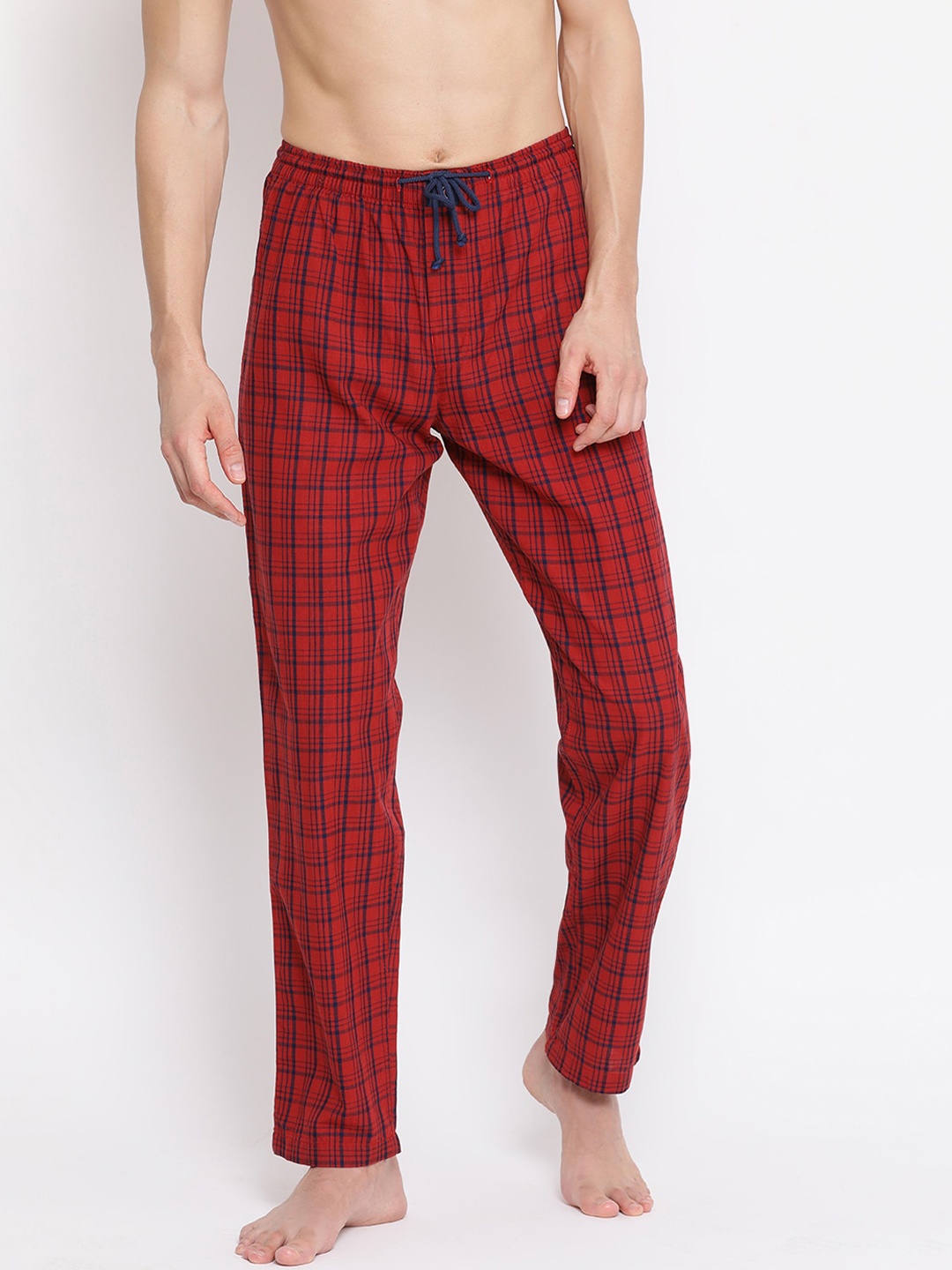 

Crimsoune Club Men Red & Black Checked Pure Cotton Lounge Pants