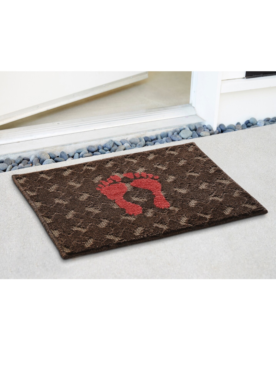 

Saral Home Set Of 2 Printed Cotton Anti-Skid Doormats, Maroon