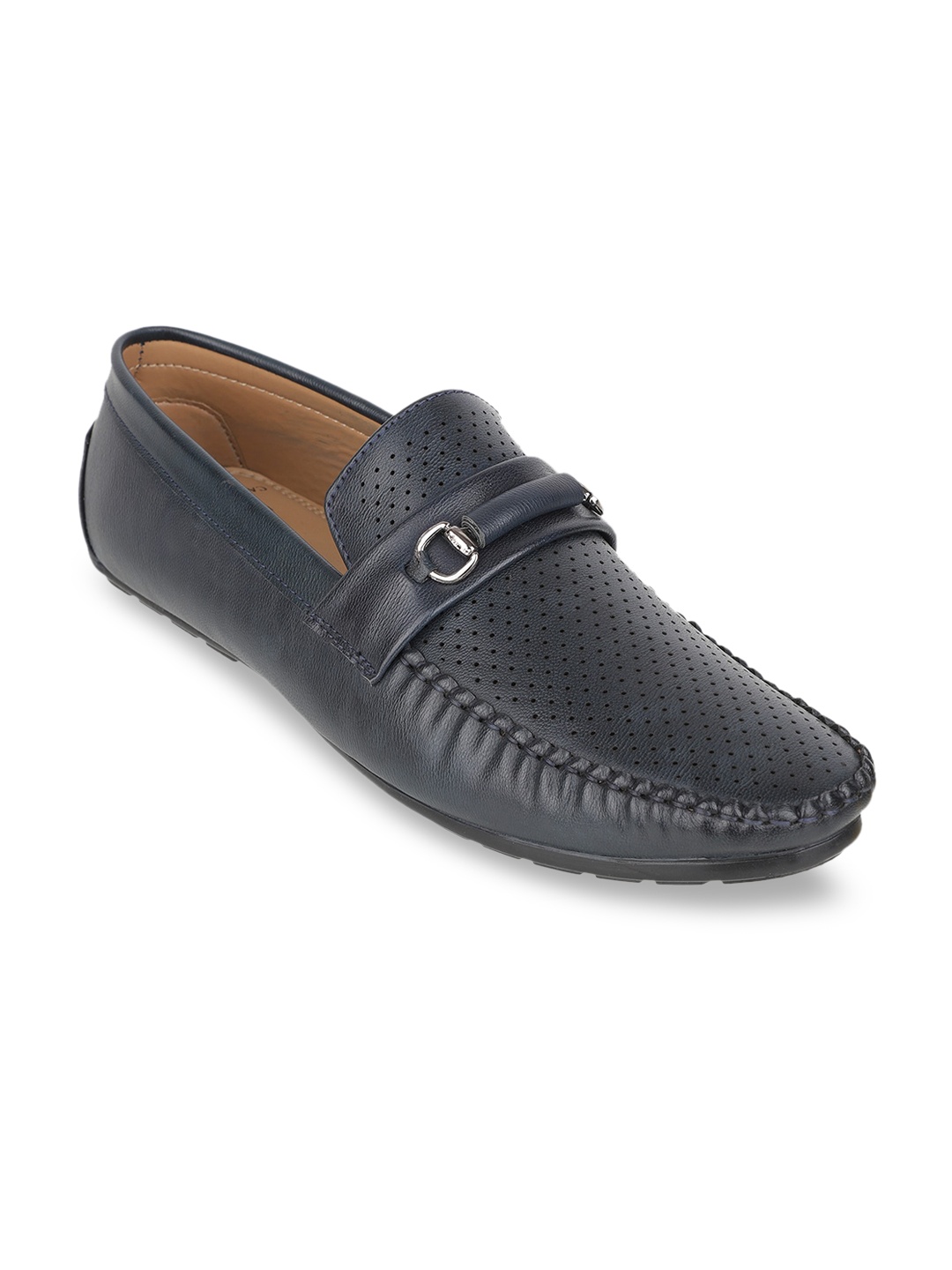 

Carlton London Men Navy Blue Perforations Loafers