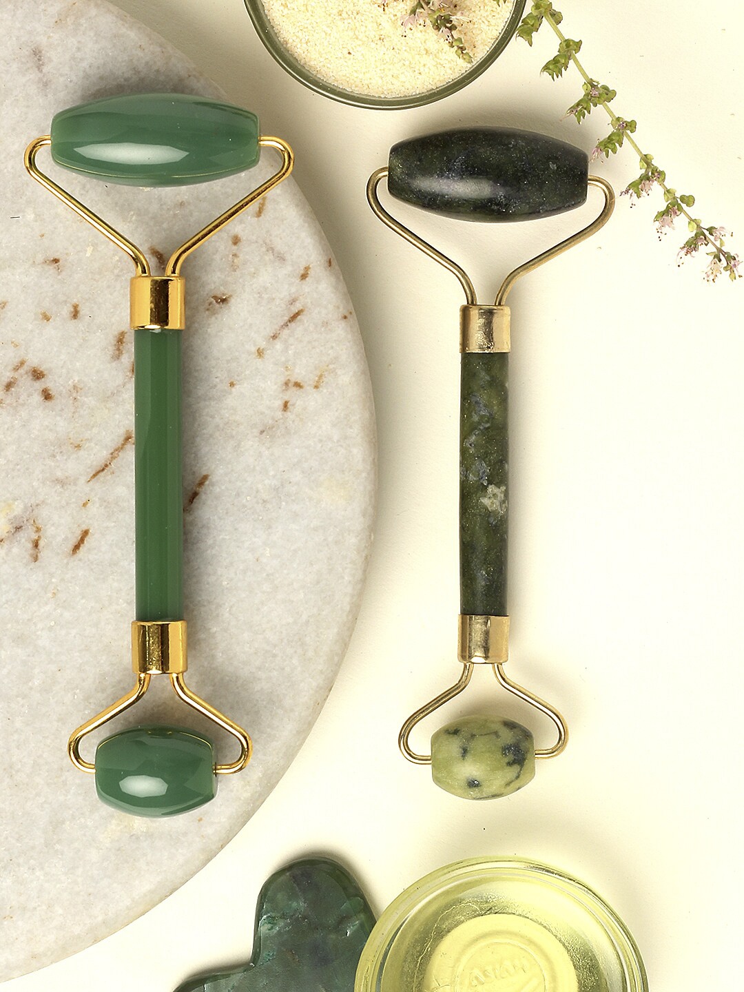

SKINDUZED Set of 2 Green Face Jade Rollers