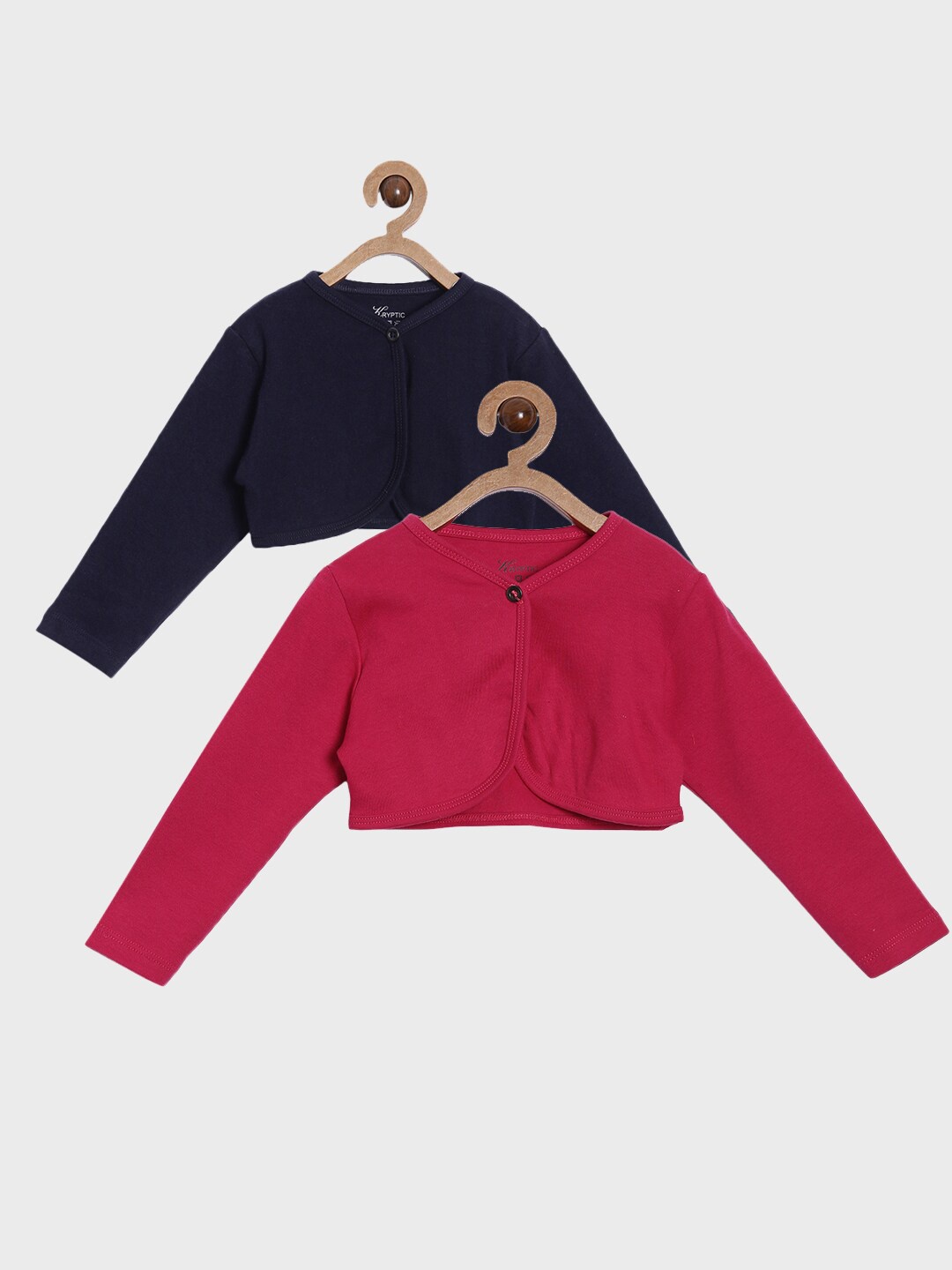 

Kryptic Girls Navy Blue & Coral Set of 2 Cotton Shrug