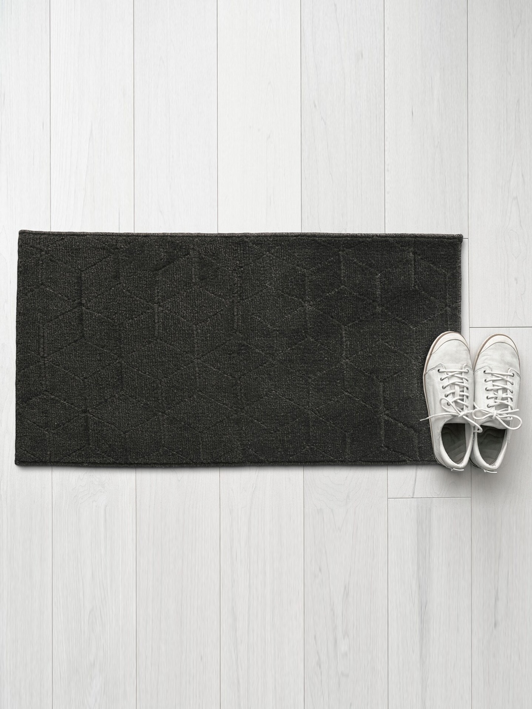 Saral Home Black Solid Cotton Anti-Skid Doormats